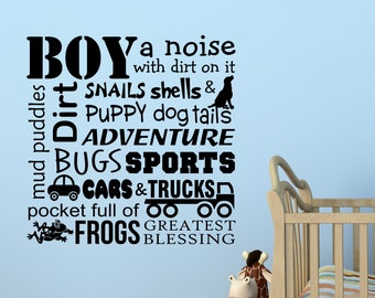 Nursery Wall Decal Definitions of a Boy, Boy Bedroom Vinyl Wall Lettering, Transportation Theme Playroom Wall Decor, Whimsical Gift for Boy