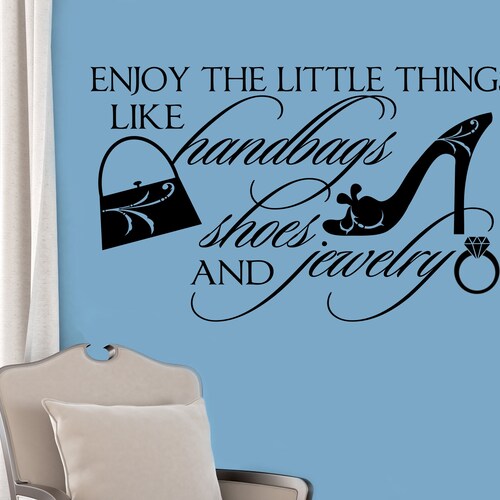 Bedroom Wall Decal Enjoy Little Things Shopping Theme Vinyl Etsy
