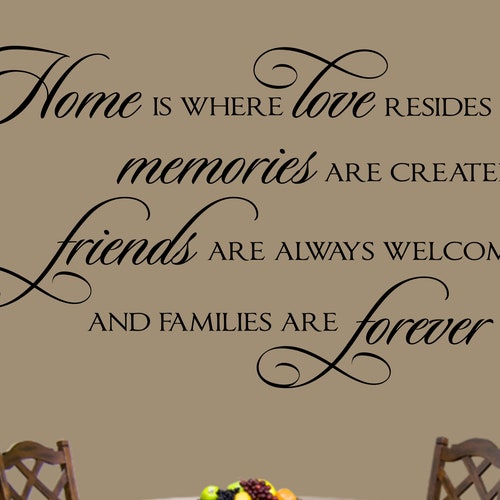 Family Wall Decal Home is Where Love Resides Vinyl Wall Etsy