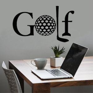 Sports Wall Decal Golf Word, Vinyl Wall Lettering for Game Room, Man Cave or Golfing Office Wall Decoration, Retirement Gift for Dad