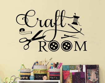 Craft Room Wall Decal Crafting Sign, Hobbyist Lettering for Home Decoration, Sewing Decals for Hobby Wall, Gift for Seamstress or Crafters