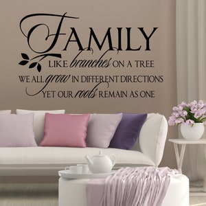 Home Wall Decal Family Like Branches on a Tree, Vinyl Wall Lettering for Families, Wall Words for Home Decor, Housewarming Gift for Family image 1