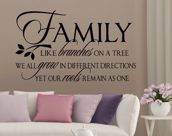Home Wall Decal Family Like Branches on a Tree, Vinyl Wall Lettering for Families, Wall Words for Home Decor, Housewarming Gift for Family