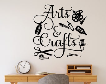 Hobby Wall Decal Arts and Crafts Sign, Craft Lettering for Home Decoration, Vinyl Decal for Hobbyist, Gift for Seamstress or Crafters