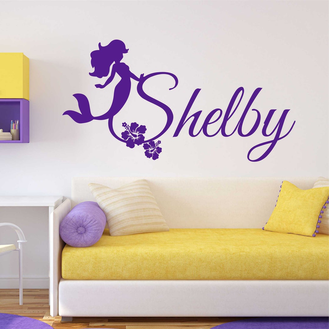Custom Name Wall Decal Mermaid, Girl Bedroom Vinyl Wall Lettering ...