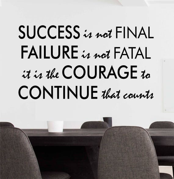 success failure courage to continue decal office wall decor | etsy