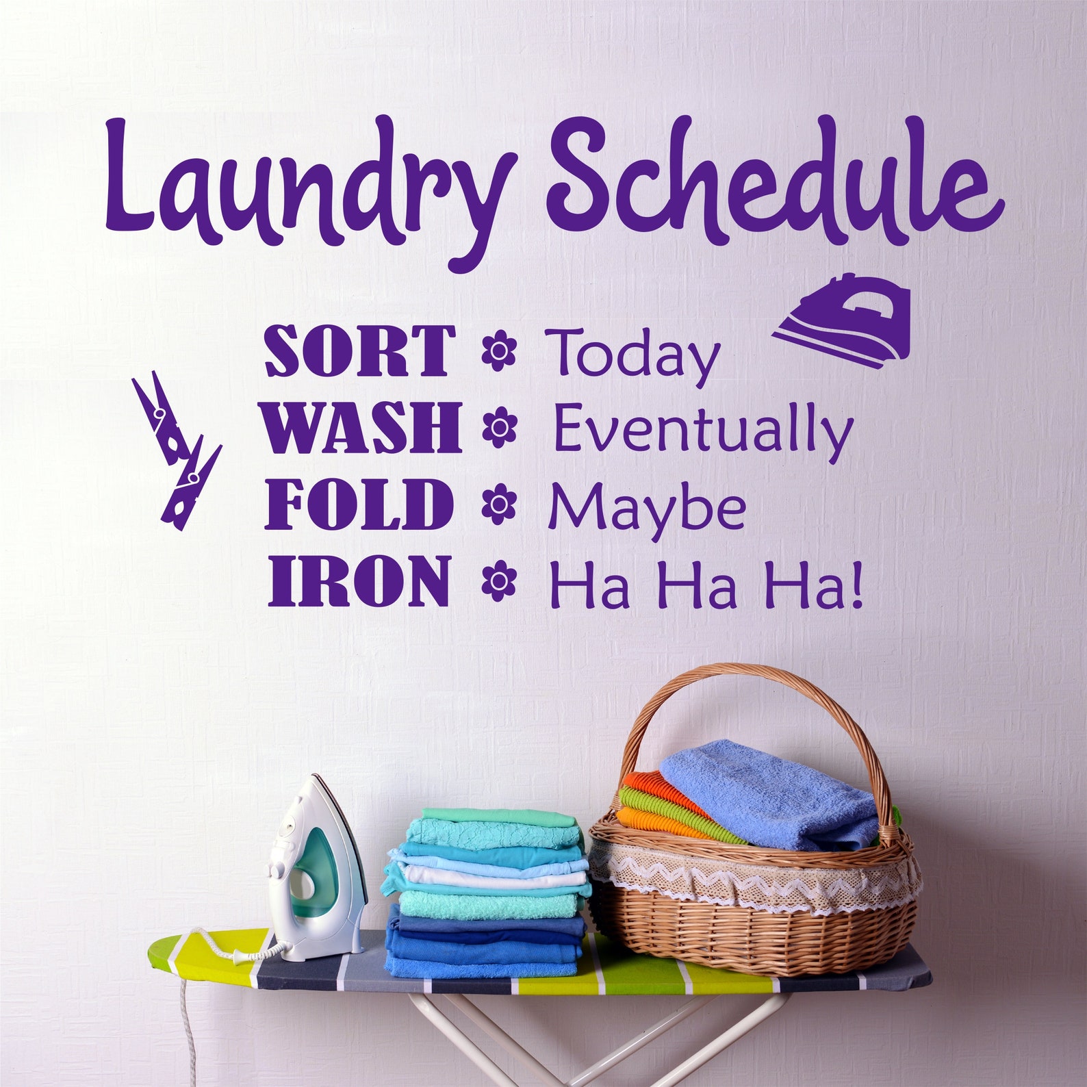 Laundry Room Wall Decal Funny Schedule Whimsical Laundry Room - Etsy