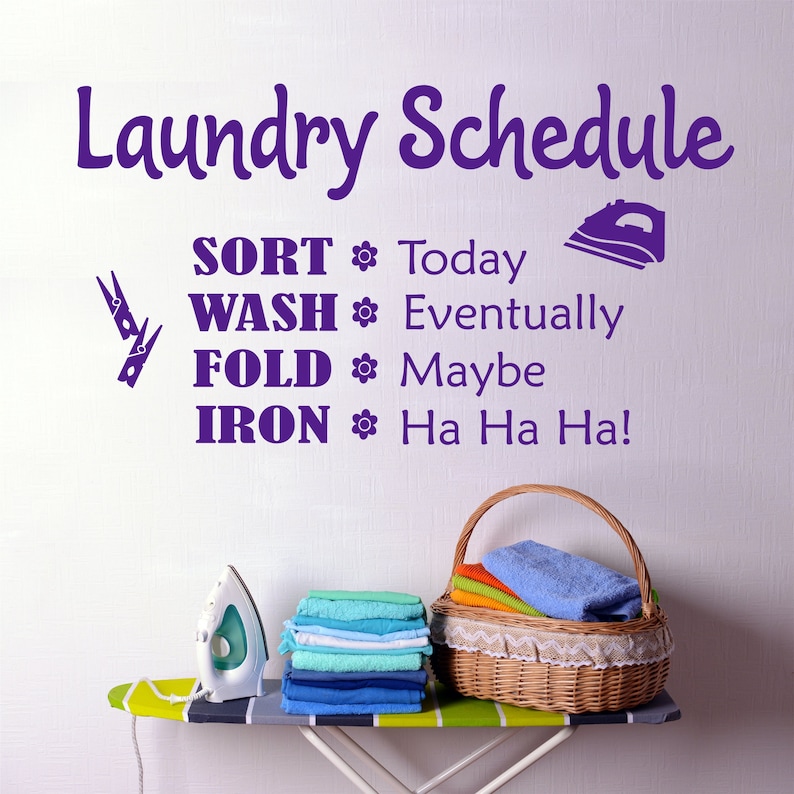 Laundry Room Wall Decal Funny Schedule Whimsical Laundry Room Etsy