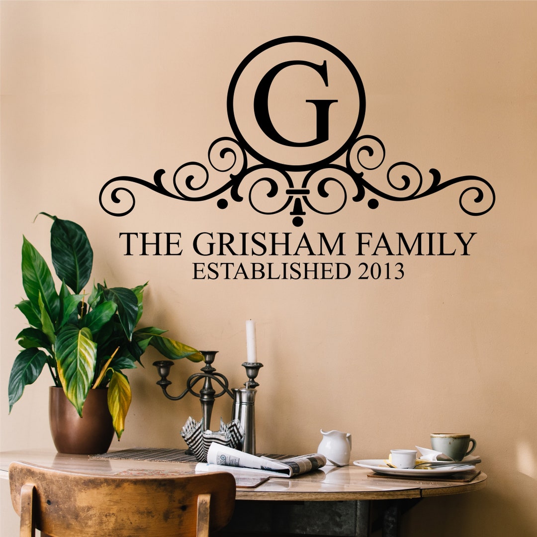 Custom Wall Decal Family Monogram, Personalized Home Vinyl Wall ...