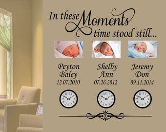 Custom Wall Decal In These Moments, Family Names Dates Vinyl Wall Lettering, Home Decoration for Photo Wall, Home and Family Wall Quote