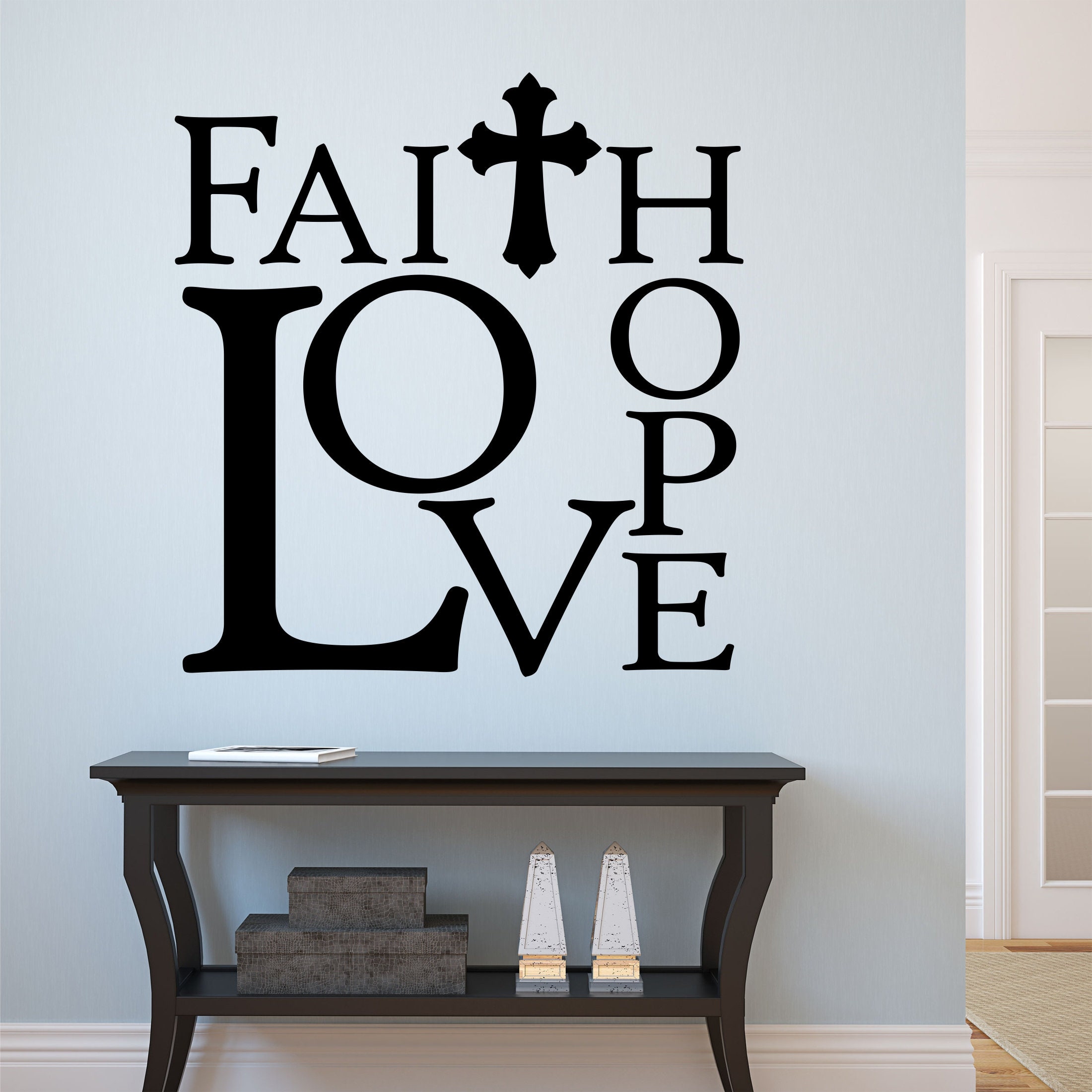 Love & Faith Porte-clé Mural Personnalisé pour Famille