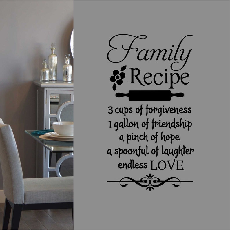 Family Recipe Kitchen Decor Vinyl Wall Lettering Decals Es Letters Words Decal E