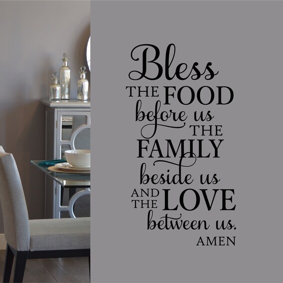 Autocollant Mural Déco 'Bless The Food' - Citation En Vinyle, Style Contemporain