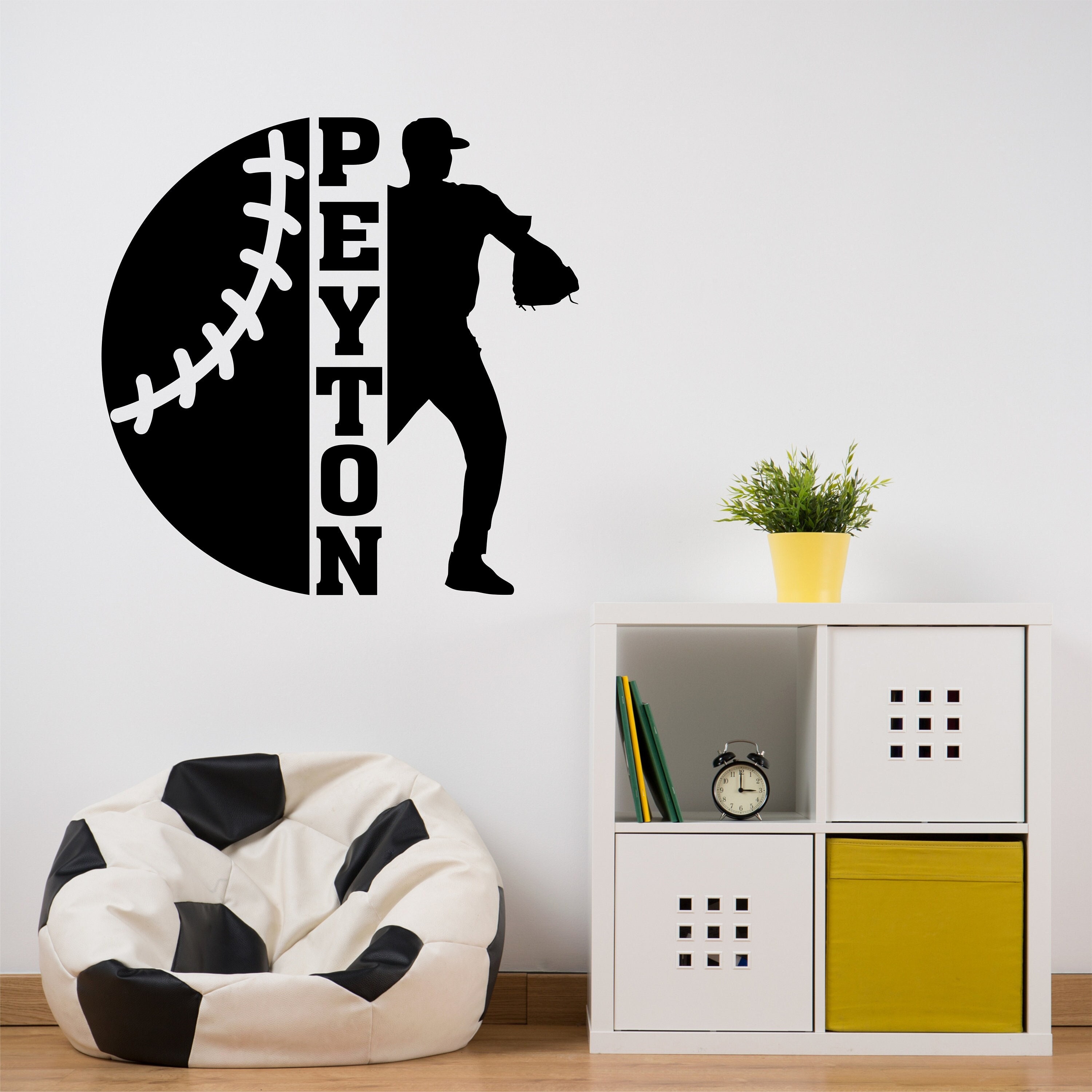 Sports Wall Decal Custom Baseball Player Name Vinyl Wall - Etsy India