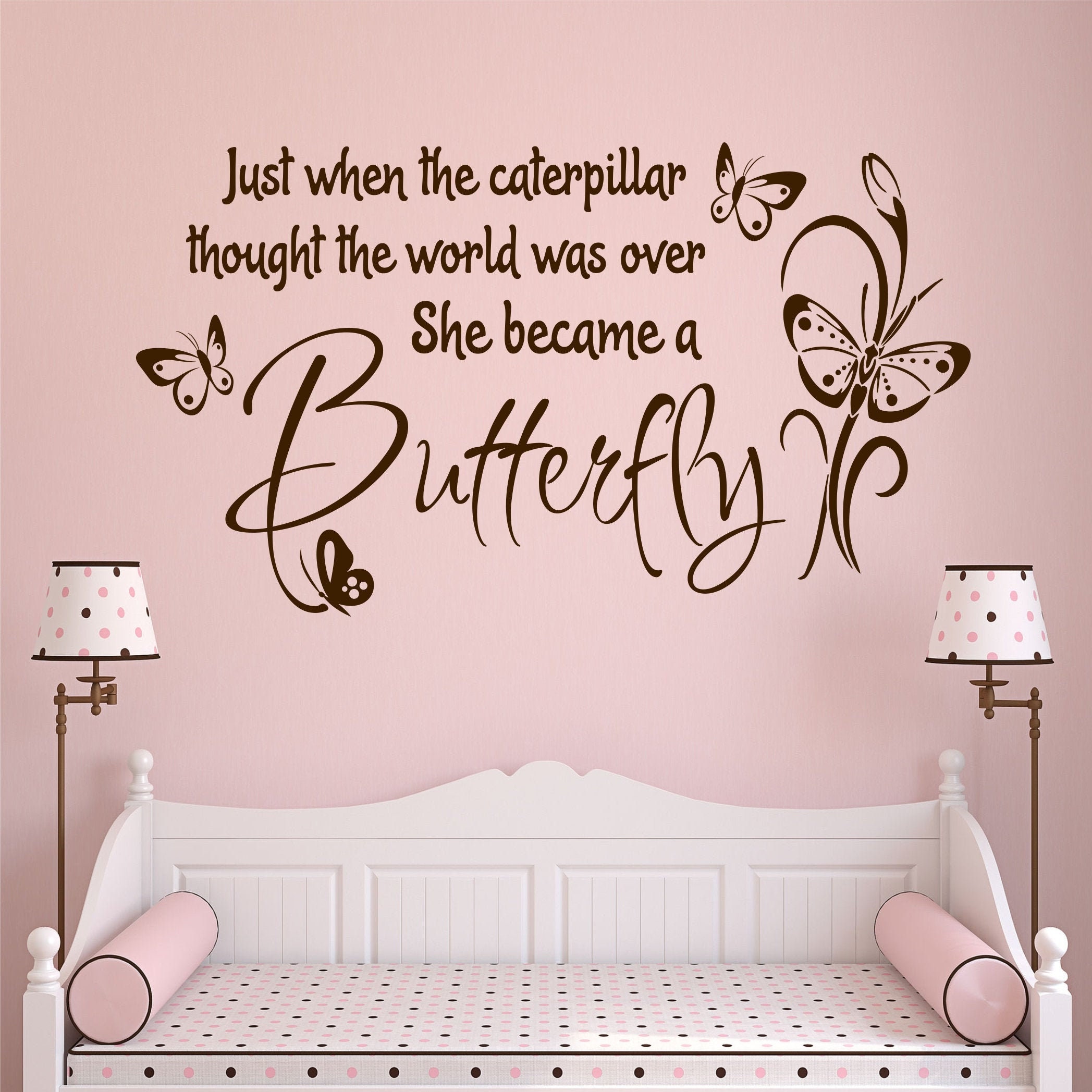 Girl Bedroom Wall Decal She Became a Butterfly, Nursery Vinyl Wall ...
