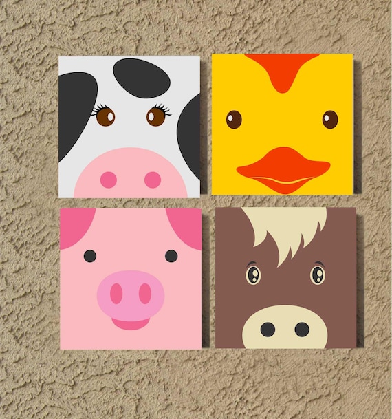 Custom Painted Nursery Canvas Farm Animals Wall Art, Hand Painted Canvas  Sign for Playroom Decor, Handmade Gift for Baby or Kids Bedroom