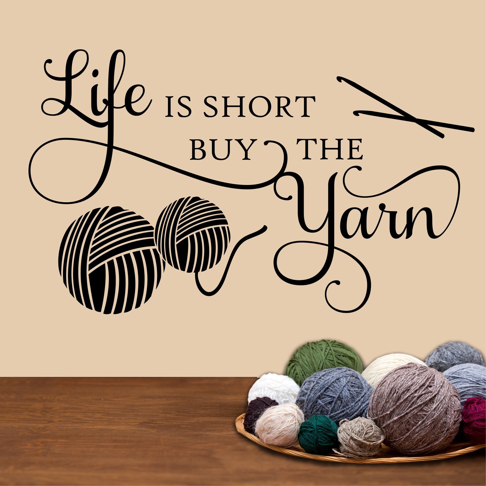 Craft Room Wall Decal Life is Short Buy the Yarn Humorous Etsy