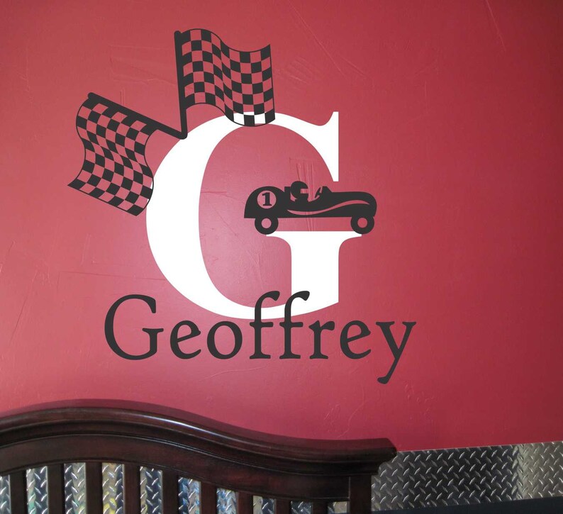 Custom Name Decal Race Car Set Transportation Theme Kids Etsy