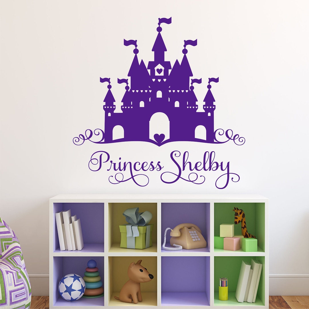 Custom Name Decal Princess Heart Castle, Personalized Girl Bedroom ...
