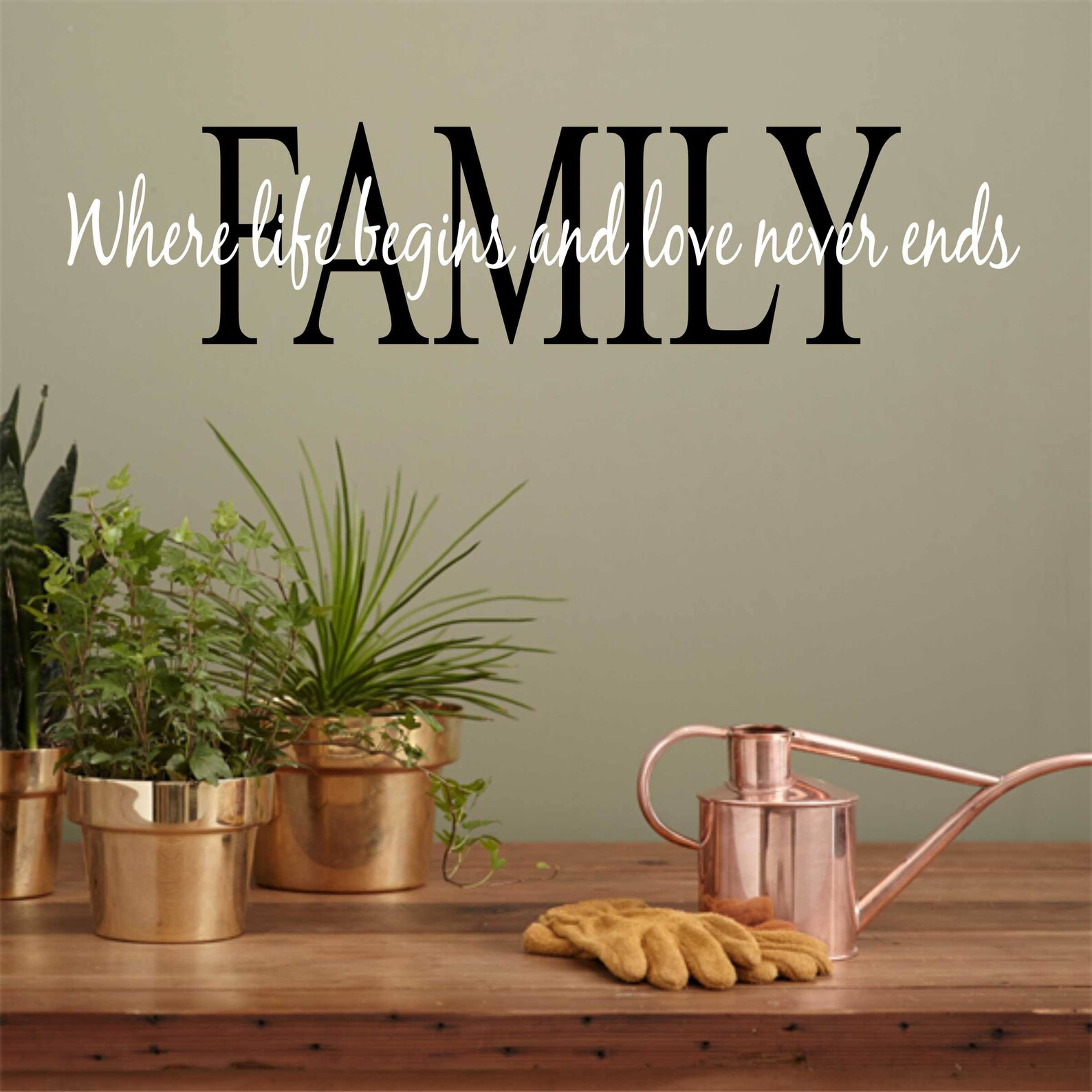 Home Wall Decal Family Where Life Begins Love Never Ends 30 X 7, Vinyl