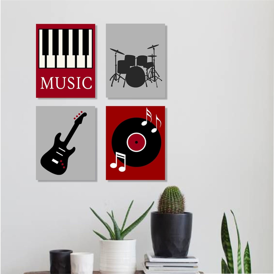 Custom Painted Music Themed Canvas Wall Art, Hand Painted Musical Wall