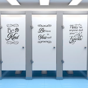 School Bathroom Stall Vinyl Decals, Inspirational Girl Bathroom Decoration, Quotes for Bathroom Stall Doors, Wall Words for Bathroom Decor image 2