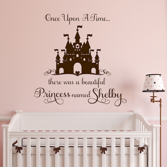 Custom Name Decal Once Upon A Time Princess Castle Girl Bedroom Vinyl Wall Lettering Princess Theme Playroom Decor Gift For Girl