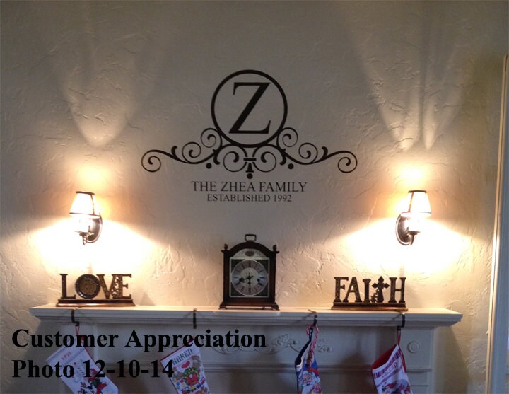thumbnail image 2 of Spiffy Decals Personalized Circle Family Monogram Vinyl Wall Decal – Customizable 2 of 5