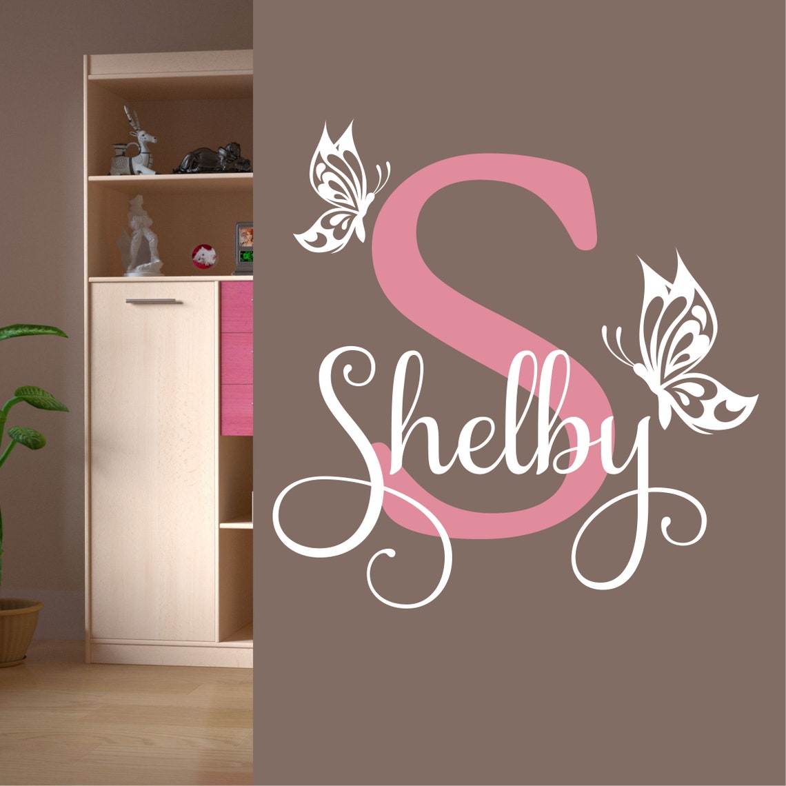 Custom Wall Decal Butterfly Name Initial, Girl Nursery Vinyl Wall ...