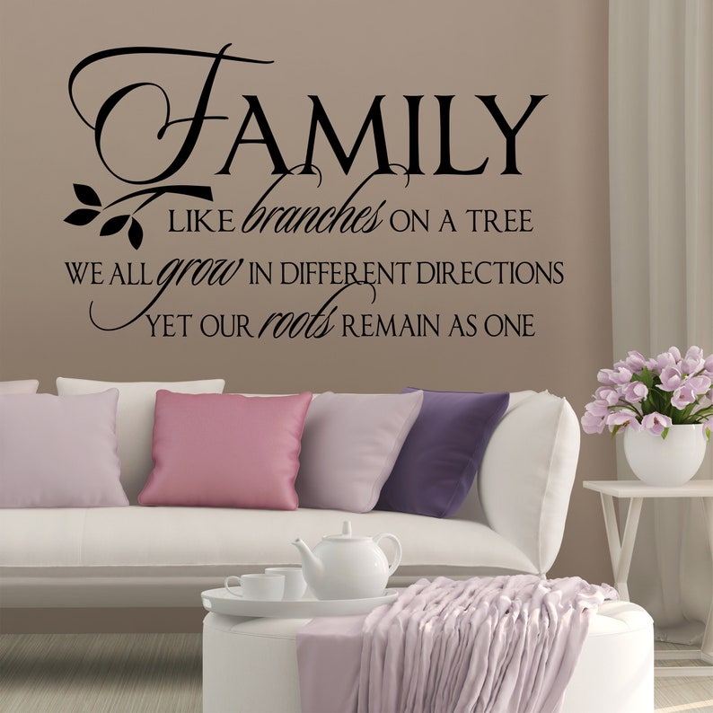 Home Wall Decal Family Like Branches on a Tree, Vinyl Wall Lettering for Families, Wall Words for Home Decor, Housewarming Gift for Family image 1