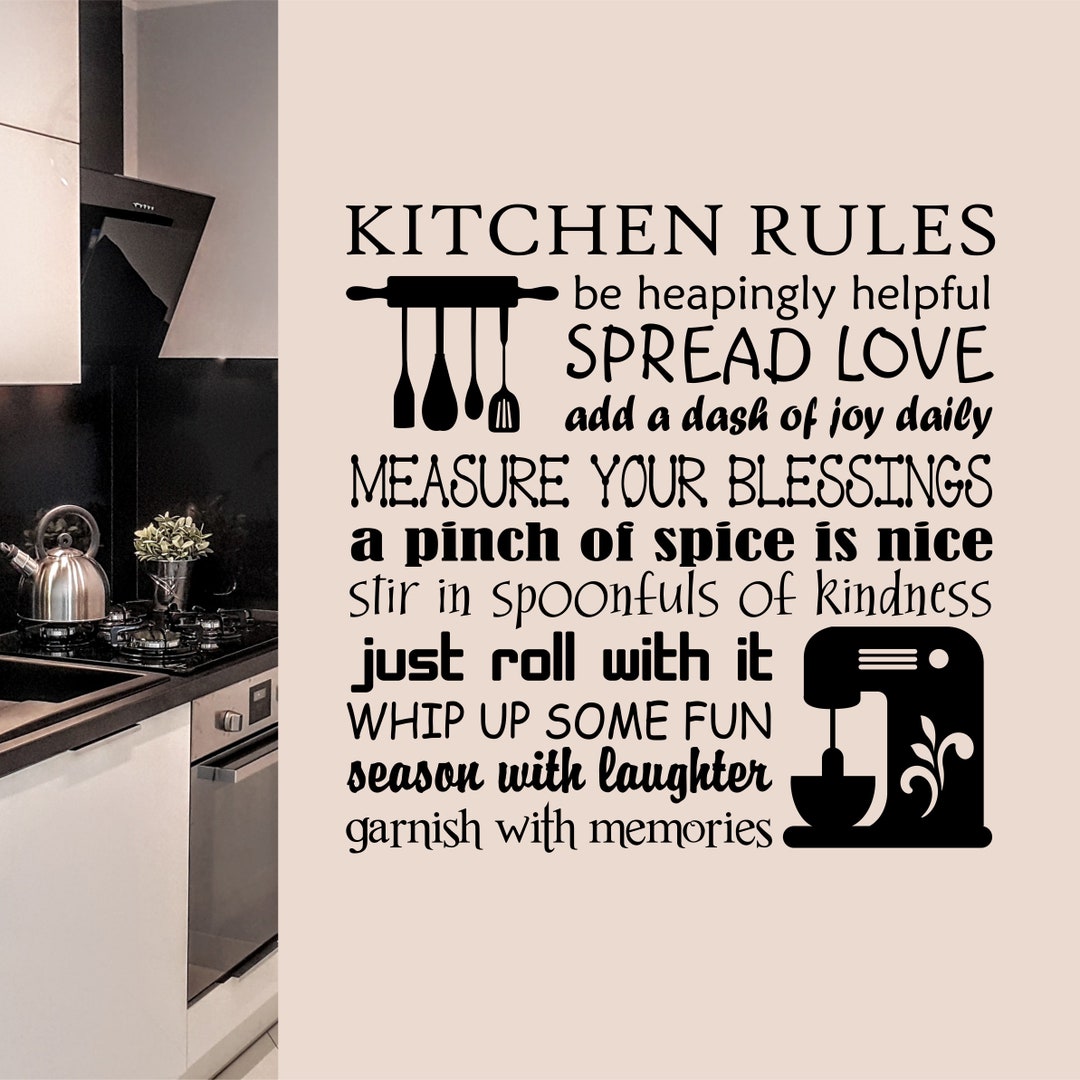 Farmhouse Kitchen Wall Decal Baking Rules Collage Kitchen Etsy