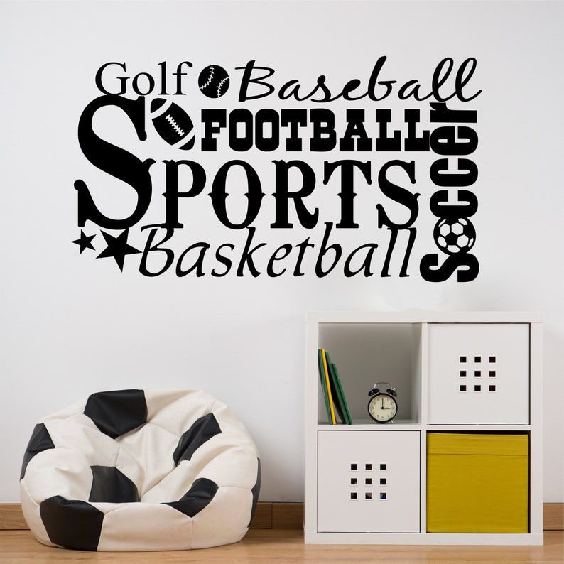 Sports Wall Decal Word Collage Kids Bedroom Vinyl Wall Etsy