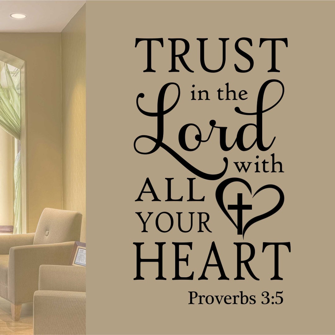 Christian Wall Decal Trust in the Lord, Religious Vinyl Wall Lettering