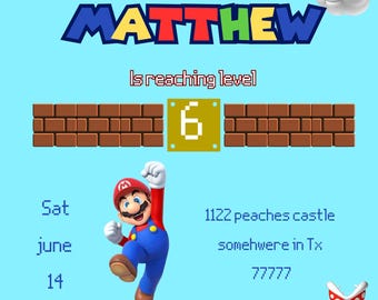 Super Mario Birthday Invitation: Editable Canva Template (digital) - Etsy