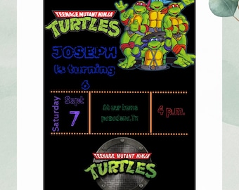 Ninja Turtle Party Invitation: Editable Canva Design (Digital Download)