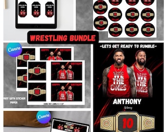 WWE Birthday Party Invitation: Editable Canva Template (Digital File)