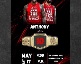 Wwe invitation , party invitation , birthday party, editable template, Canva design, wrestling, wrestling invitation , digital file