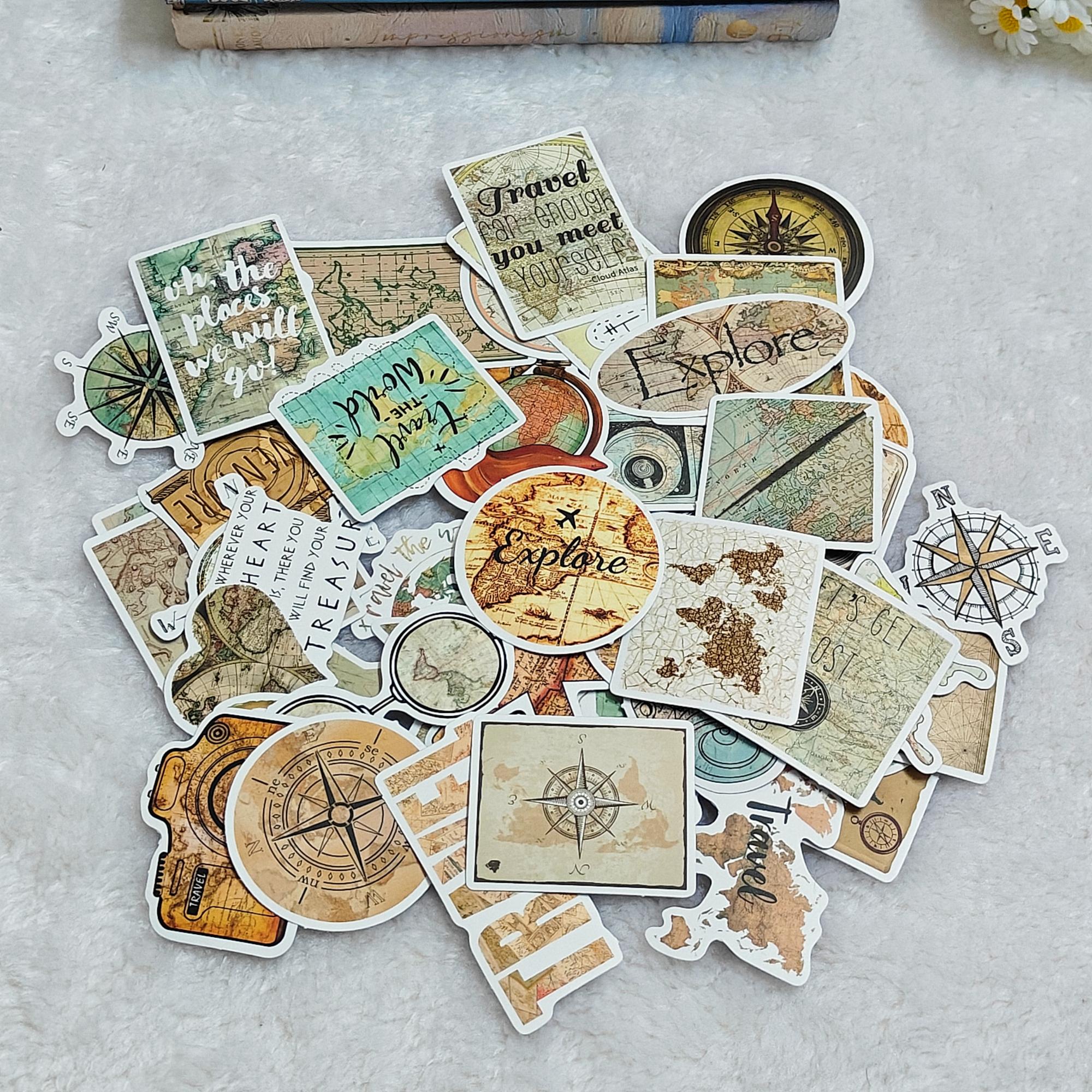 Vintage Travel Map Stickers: Retro Adventure Scrapbook Ephemera - Etsy