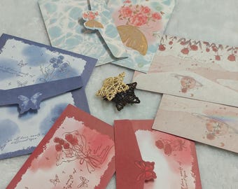 Vintage Floral Stationery Set | Rose, Butterfly, Stars - 8 Envelopes