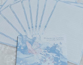 Blue Butterfly Stationery Set | Elegant Letter Writing Paper & Envelopes