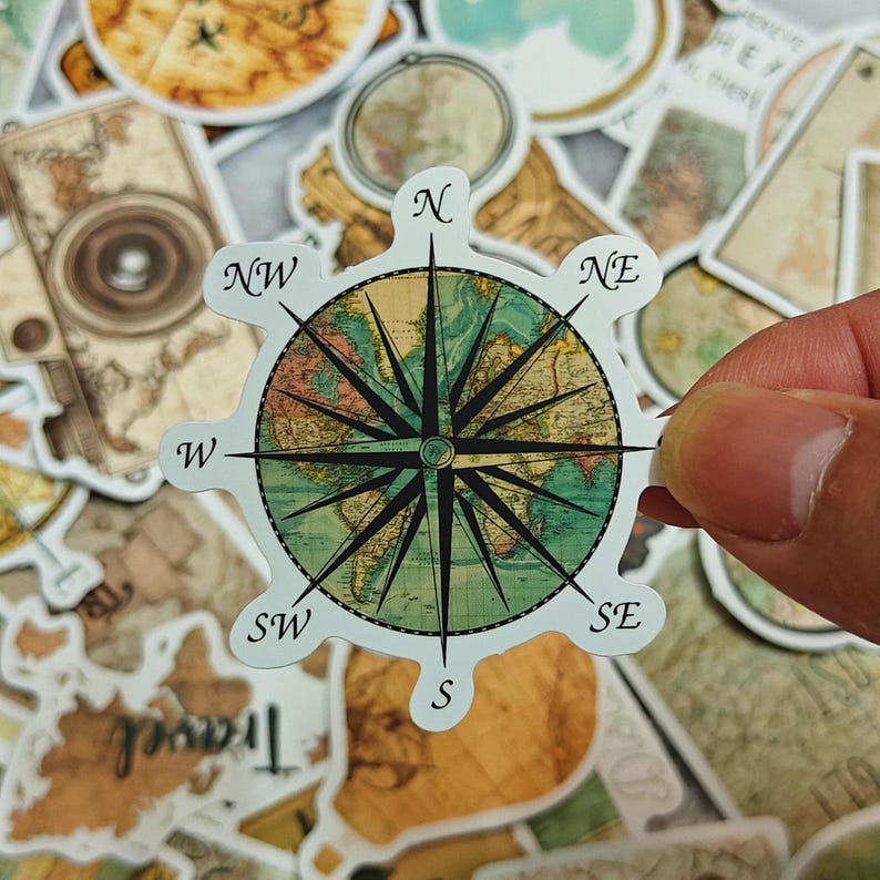 File Sticker Map Drawing Vintage Travel Map Stickers: Retro Adventure Scrapbook Ephemera - Etsy