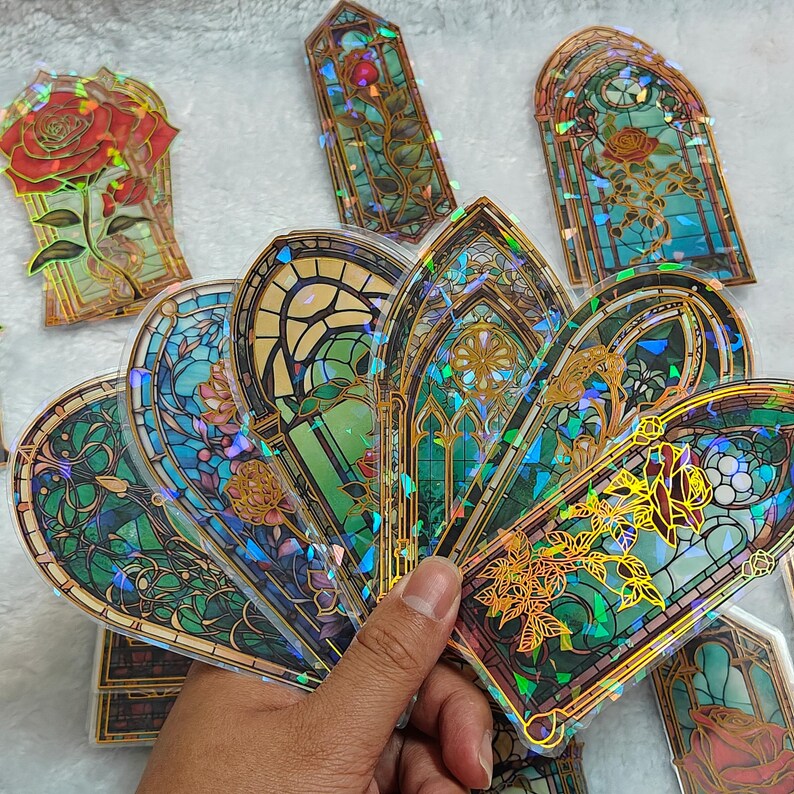 Vintage Window PET Stickers｜gold Foil & Shell Shine｜40 Pcs Random ...