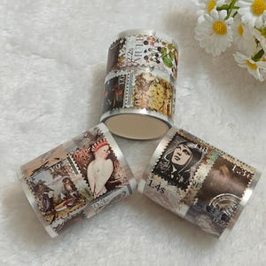 ヴィンテージスタンプ和紙テープロール – ダイカットデコレーションテープ 5 cm×2 m | PET裏地 | スクラップブッキング＆ジャーナル用品 | 5つのテーマをご用意