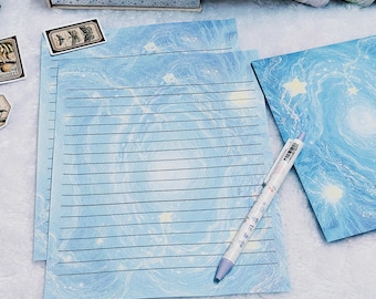 Blue Star Letter Paper Set: Ripple Stationery with Envelopes