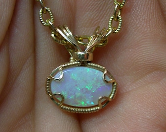 0542 Wire Wrapped Opal Pendant   wire wrapped Australian opal pendant   hand made Australian opal pendant from thegemdealer