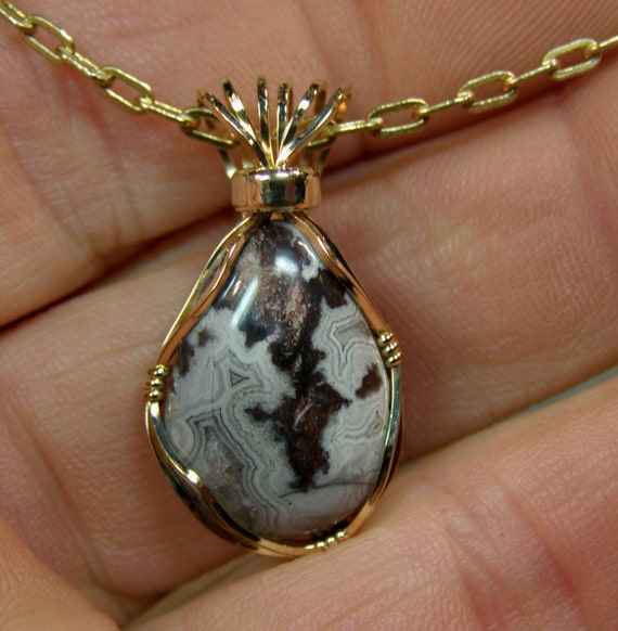 7006 Agate Pendant  wire wrapped agate pendant  hand made wire wrapped agate pendant  OOAK wire wrap gemstone pendants from thegemdealer
