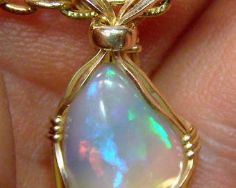 5022 Opal Pendant  hand made wire wrapped Ethiopian opal pendant  wire wrapped precious Welo opal pendant  wire jewelry from thegemdealer