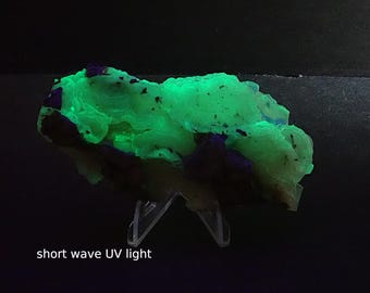 309528 Chalcedony fluorescent light pink display chalcedony specimen 3 x 1 1/2 x 3/4 inches 40 gram UV reactive chalcedony from thegemdealer