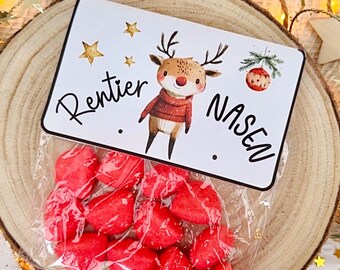 Reindeer Nose Template for Christmas | DIY Party Favors for Kids | PDF Printable | Reindeer Candy Label | Santa Claus Gift Idea