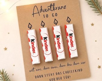 Advent wreath to go – printable template with Kinder Chocolate | Christmas card PDF | DIY Advent calendar | Last-minute Christmas gift
